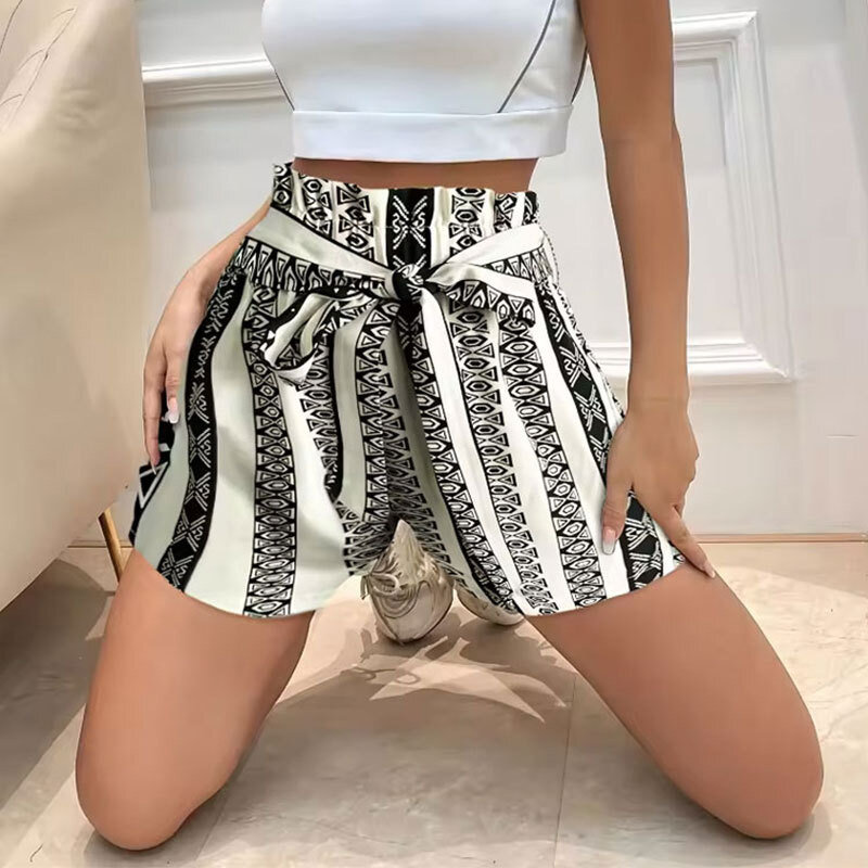 Women 2024 Fashionable Comfortable Dress Belt Printed Casual Outwear Short Casual Pants Women's Shorts Woman Clothes Clothing