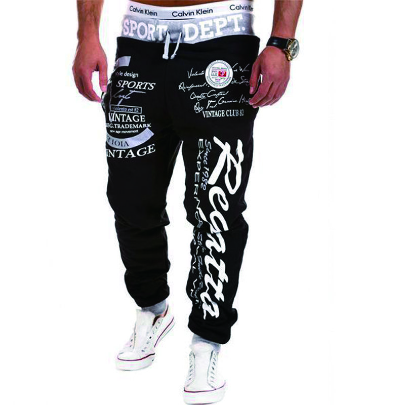 Pantalon de survêtement Joggers FJG pour homme, taille élastique, imprimé graphique lettre, sport, extérieur, décontracté, Hip Hop, gris, bleu, noir, 03/Wear
