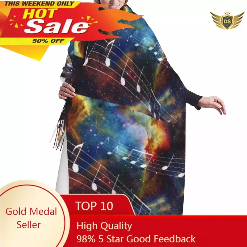 Jesienne ciepłe szaliki zimowe nuta abstraktowe z gwiazdami modny szal chwost chusty opaska na szyję hidżabs stud