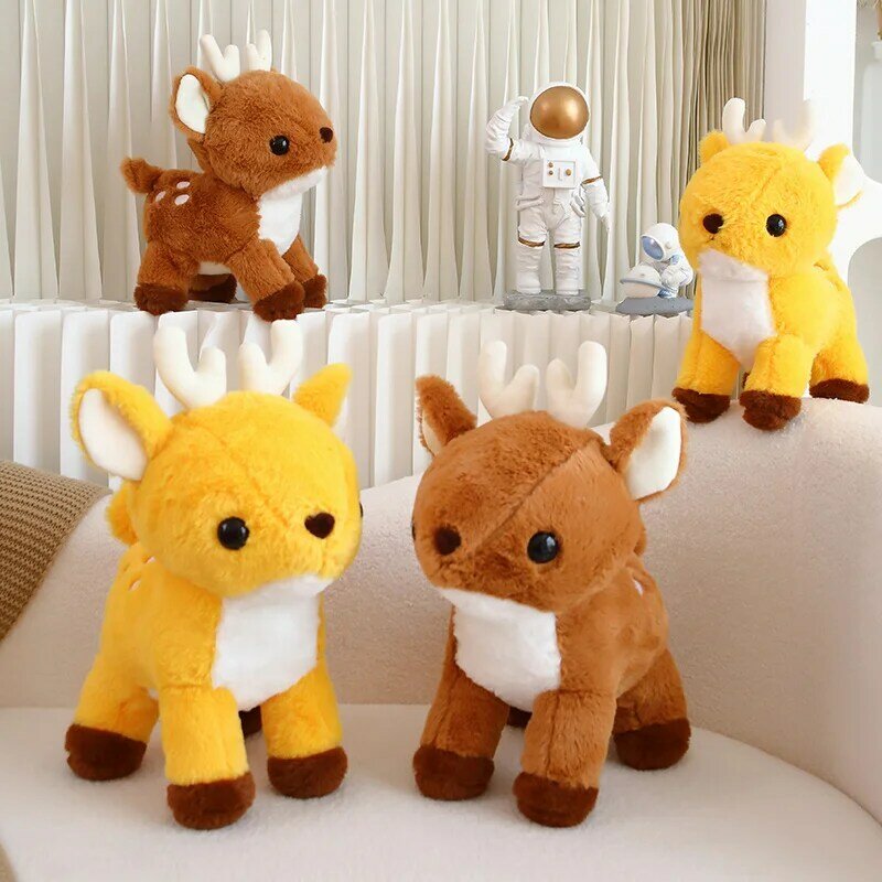 子供のための動物のかわいいおもちゃ,黄色と茶色の鹿の人形,室内装飾,クリスマスプレゼント
