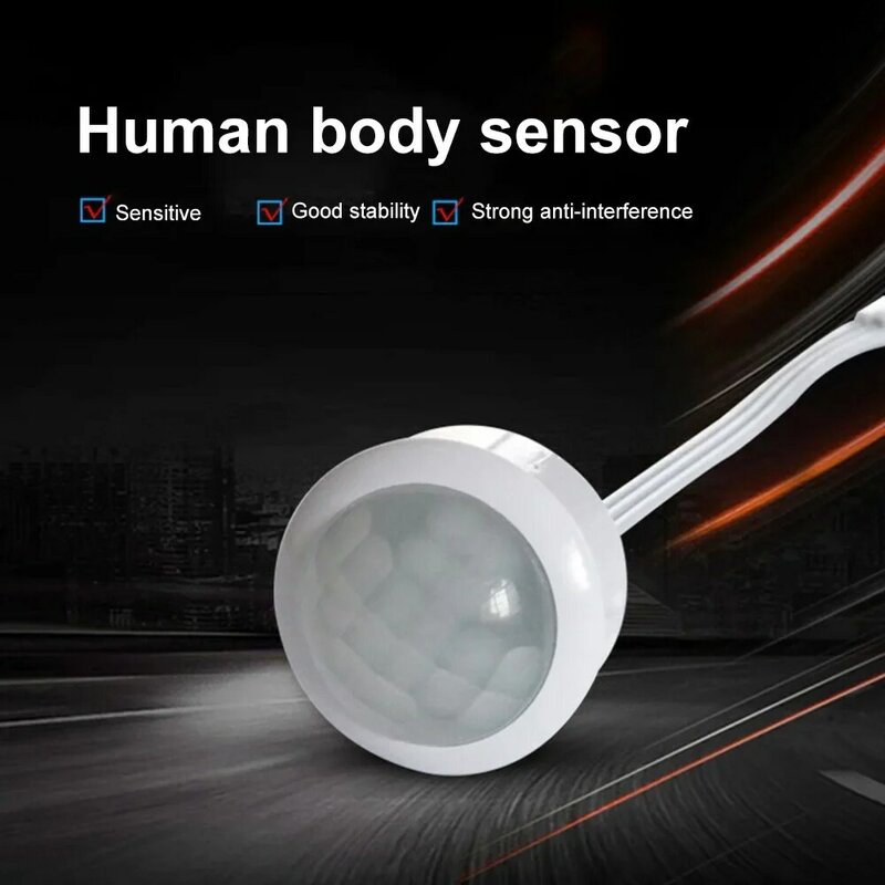 Sensor de movimiento PIR de 4-7M, interruptor infrarrojo, Detector de detección de cuerpo humano, interruptor de luz LED, cc de 4-12V