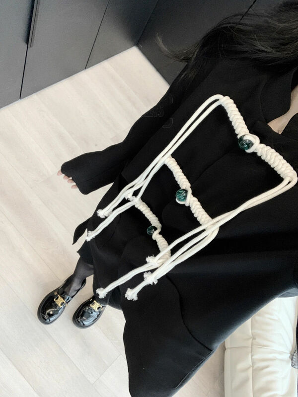 Camicetta da donna di grandi dimensioni con fibbia bianca nuova camicia a maniche lunghe con colletto alla coreana moda marea primavera autunno 2023
