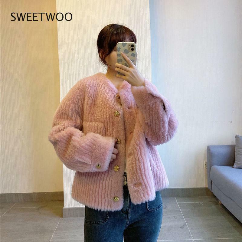 Women Winter faux Wool Fur Coat Female Thick Warm Sheep Shearing Jackets Korean Single Breasted Fur Outwear Jacket Slim 2022