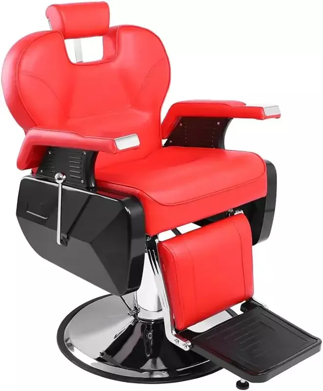 Silla de barbero hidráulica reclinable, asiento giratorio de 360 grados, altura ajustable, resistente, salón de belleza