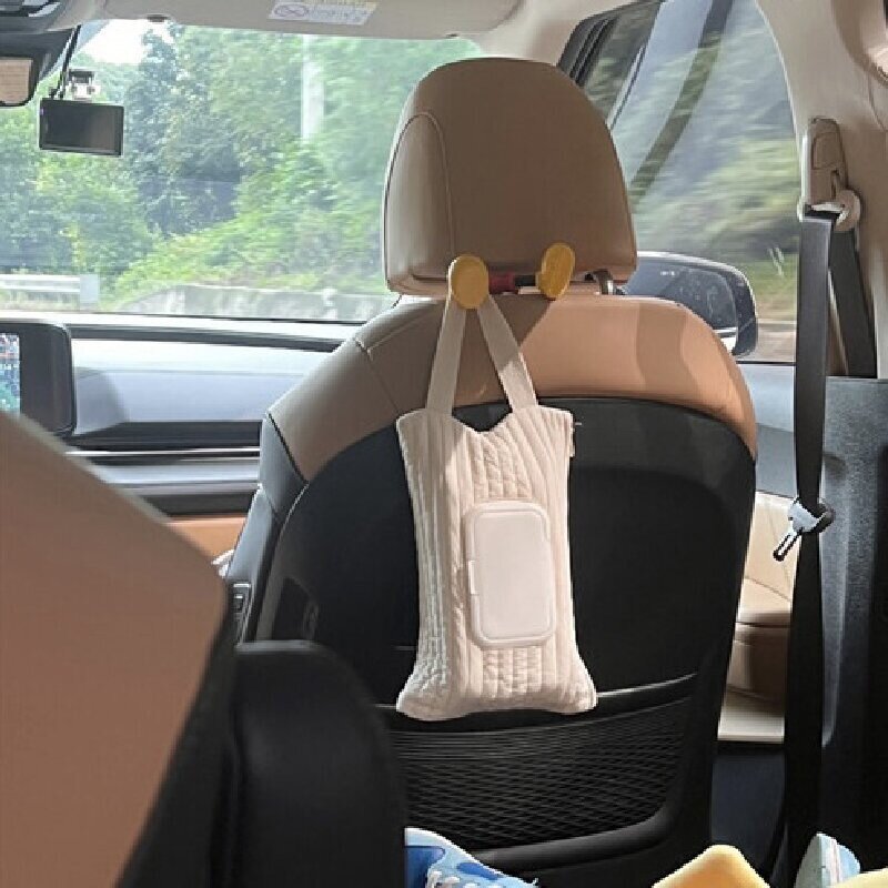 Kotak tisu bayi dipasang di mobil, tas handuk kertas keranjang bayi lucu, kotak tisu lipat dapat dilepas portabel, aksesori tas Kereta Bayi
