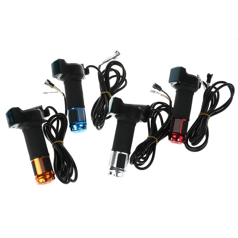 범용 전기 핸들 자전거 트위스트 스로틀, LCD 디스플레이 표시기 포함, 가스 핸들 스로틀 잠금 키 액세서리, 1 쌍, 12-96V