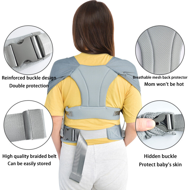 CUBY Ergonomic Baby Carrier Sling สำหรับทารกแรกเกิดผิวนุ่ม Baby Carrier Wrap ให้นมบุตรง่ายน้ำหนักเบา Breathable