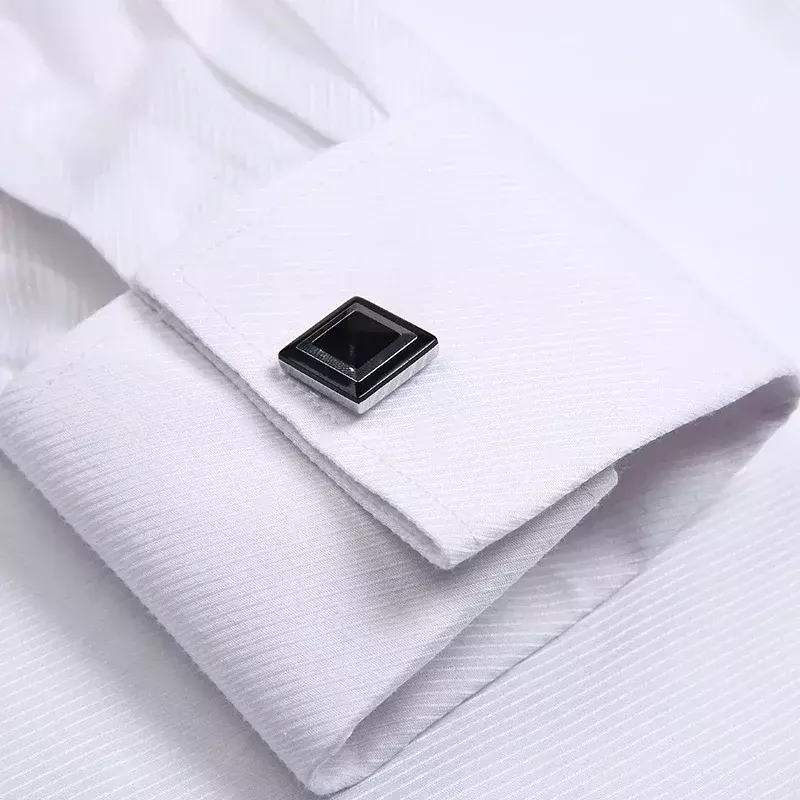 Мужская классическая рубашка с длинными рукавами, белая классическая деловая рубашка с отложным воротником и запонками, 2022