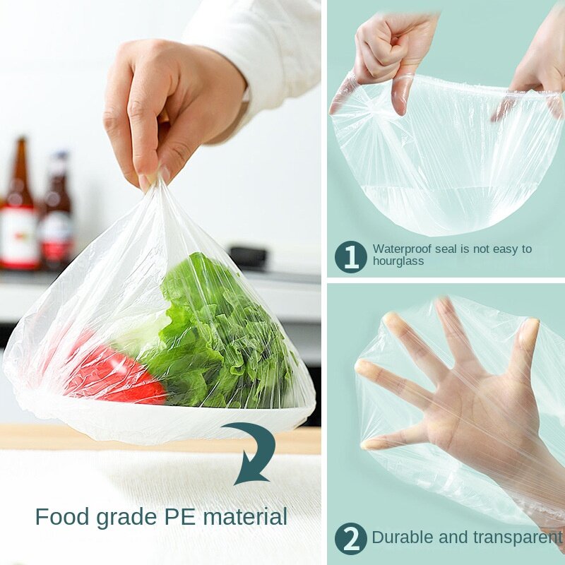 Penutup Makanan Sekali Pakai Bungkus Plastik Tutup Makanan Elastis untuk Penyimpanan Sayur Buah Dapur Tas Pengawet Film Pelindung Makanan