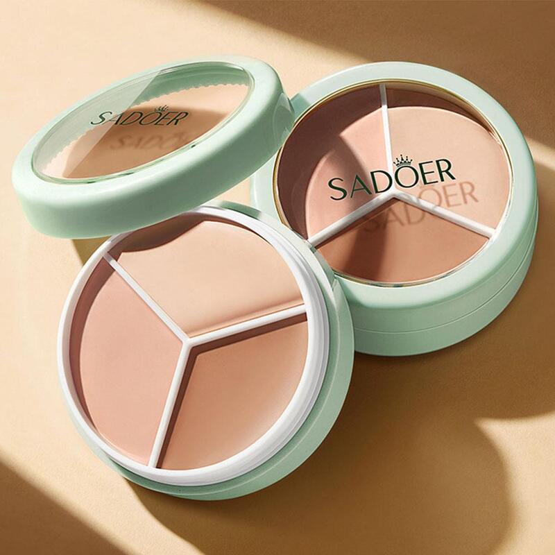Three Color Concealer Cream Natural And Long Wearing Dark Circles Corrector For Face Waterproof Soft Full Coverage Foundati V9R1