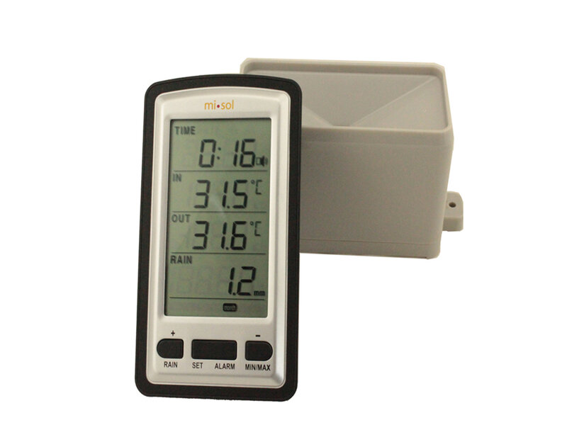 Medidor de lluvia inalámbrico con termómetro, estación meteorológica para temperatura interior/exterior, grabadora de temperatura