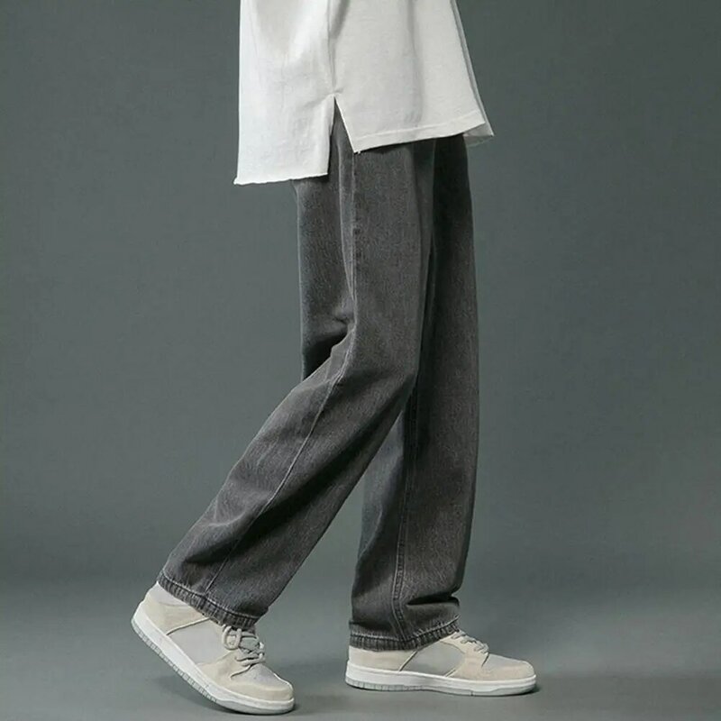 Pantalones vaqueros de pierna ancha para hombre, Jeans lavados con bolsillos, clásicos, rectos, estilo Hip Hop, Primavera