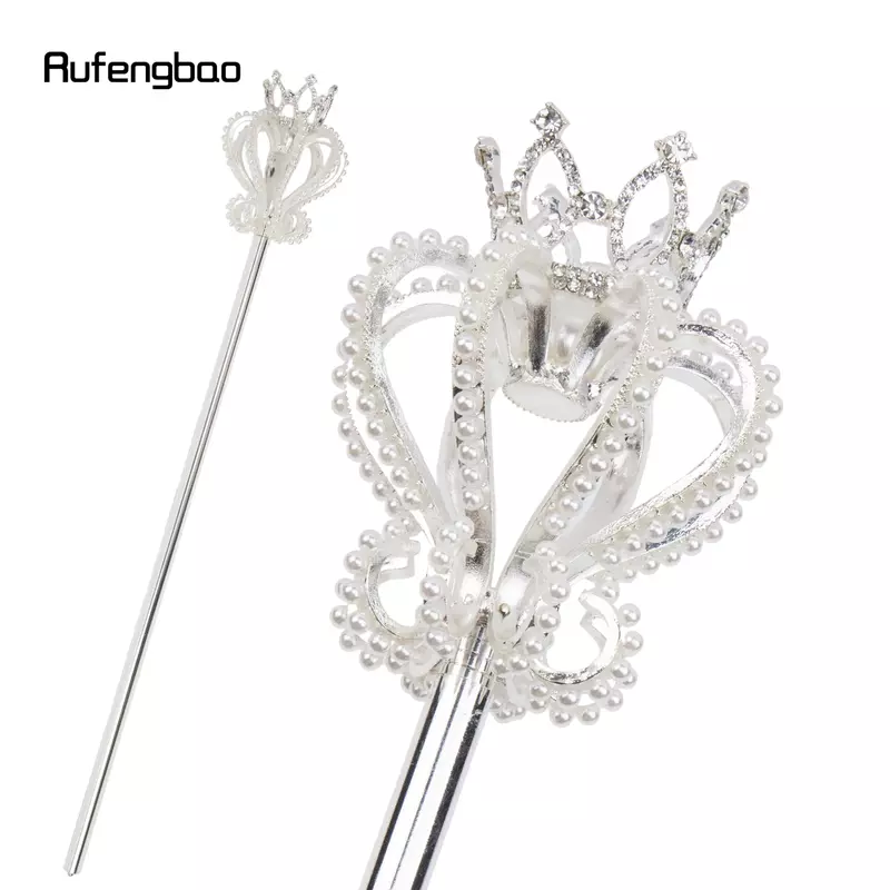 Silver White Alloy Fairy Wands for Girl Princess Wands for Kids Angel Wand for Party Cosplay Costume Wedding Birthday Party 50cm