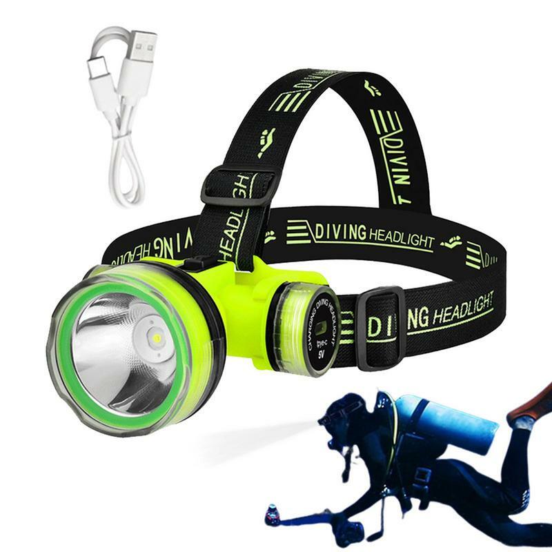 LED Headlamp Fishing Headlight Head Lamps 350m Underwater 2 Modes Zoomable Waterproof Super Bright Camping Light Rechargeable