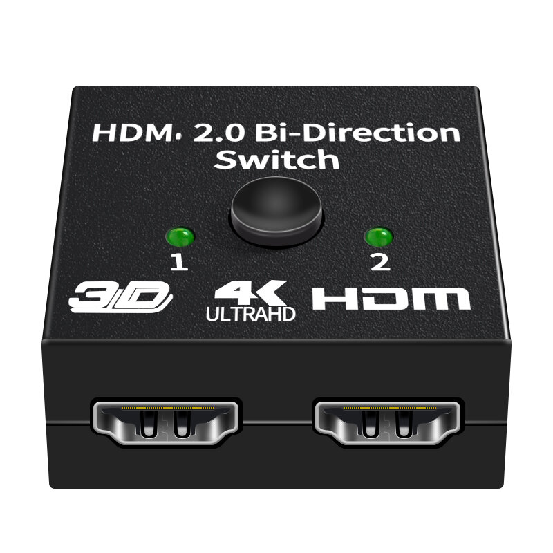 Splitter Kompatibel HDMI 4K Switch KVM, Adaptor Pengalih Kotak Dua Arah 1x 2/2x1 HDMI 2 In1 Out Untuk PS4/3 TV