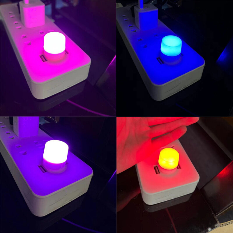 USB Plug Lamp LED Night Light  Book Lamp Eye Protection Computer Charging 1/2/5PCS Bright Multicolor Small Round Reading Light