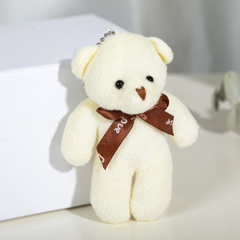 Urso de pelúcia para crianças, pingente de vestido bonito, pingente de pacote, decoração de aniversário e casamento, 12cm, 2pcs