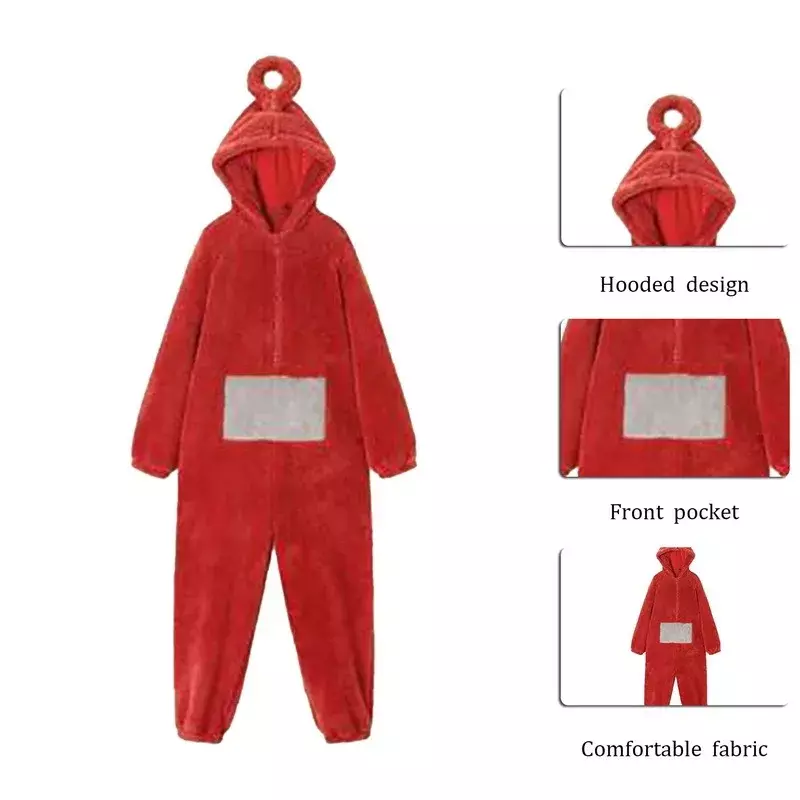 Ropa de pijama de felpa para niño y adulto, mono grueso de una pieza suave, mangas largas con capucha para fiesta de dibujos animados, Invierno