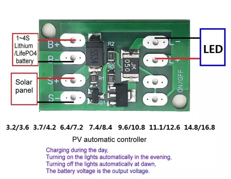 Gerador de energia solar controlador de carga interruptor de circuito de controle de luz automática placa de carregamento da bateria de lítio diy pátio lâmpada rua