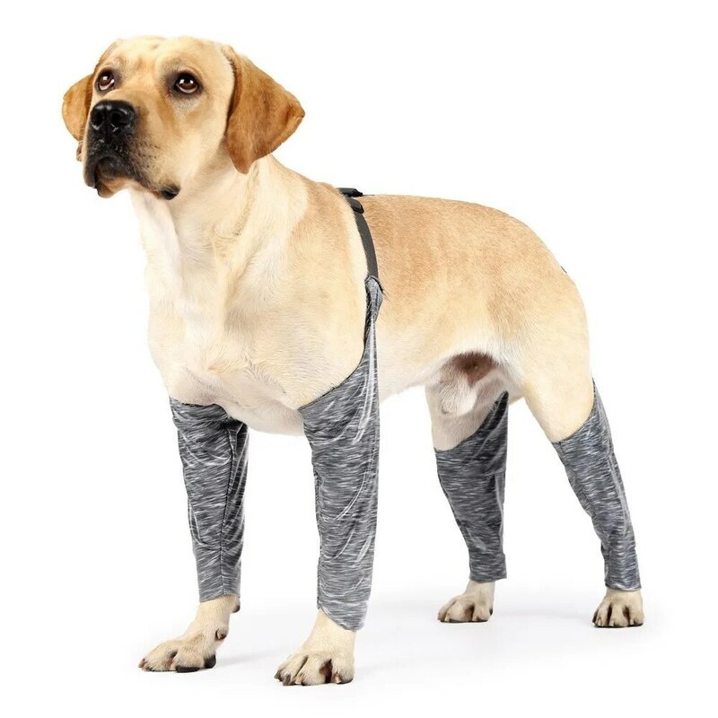 Комбинезон для собак из термоэластопласта, дышащий серый комбинезон с четырьмя ногами, защита локтя, накладка на ногу для собак, уличная защита собак и уход
