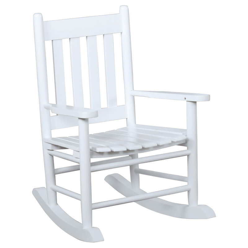 Mecedora juvenil con espalda de listón blanco, silla acogedora para relajarse en el hogar
