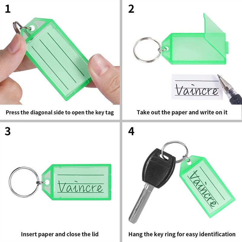Plastic Key Tags With Labels Flexible Identifiers Split Ring Assorted Colors File Holder Accessories Office School Supplies