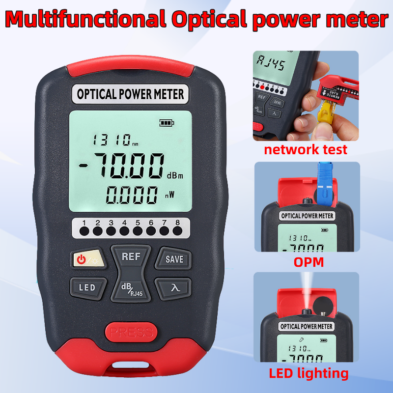 Mini Optical Power Meter(-70 ~ + 10dBm/-50 ~ + 26dBm OPM) mit Netzwerk Test und LED Beleuchtung AUA-D7/D5/DC7/DC5 Fiber Optic Kabel Tester