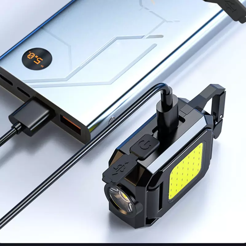 Многофункциональный рабочий Портативный USB мини брелок для ключей с тремя головками яркий рабочий светильник COB для лагеря