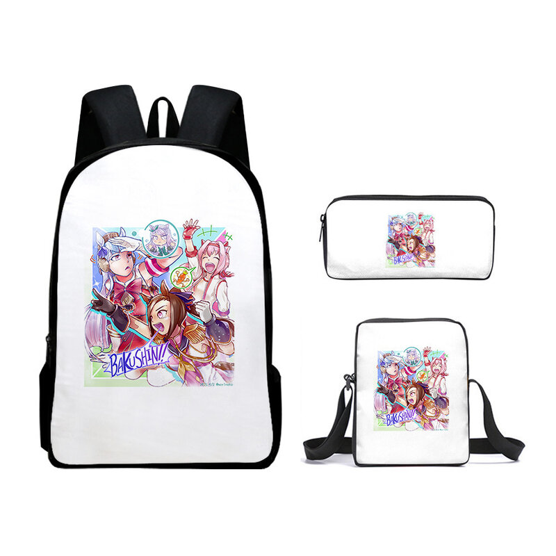 Classic Novelty Pretty Derby 3D Print 3pcs/Set pupil School Bags Laptop Daypack Backpack Inclined shoulder bag Pencil Case