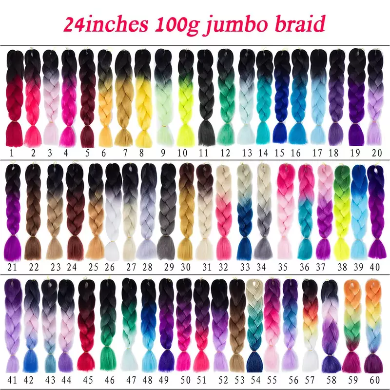 Synthetische 24Inch 100G Groothandel Enkele Ombre Kleur Gloeiende Haarverlenging Twist Jumbo Vlechten Kanekalon Haar Voor Vrouwen