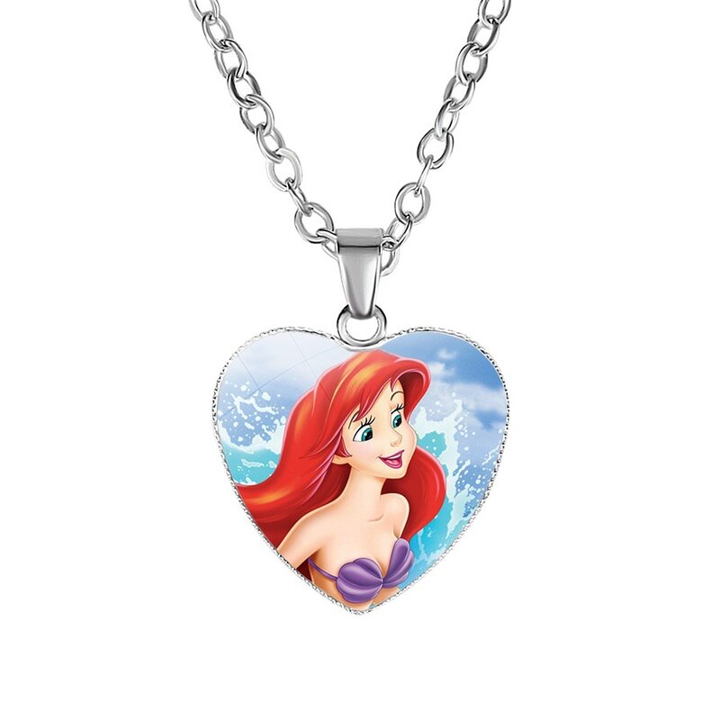 Disney Frozen 2 Chrildren's Necklaces Cartoon Elsa Princess Anna Heart Shaped Figure Pendant Kids Girls Accessories Kids Gifts