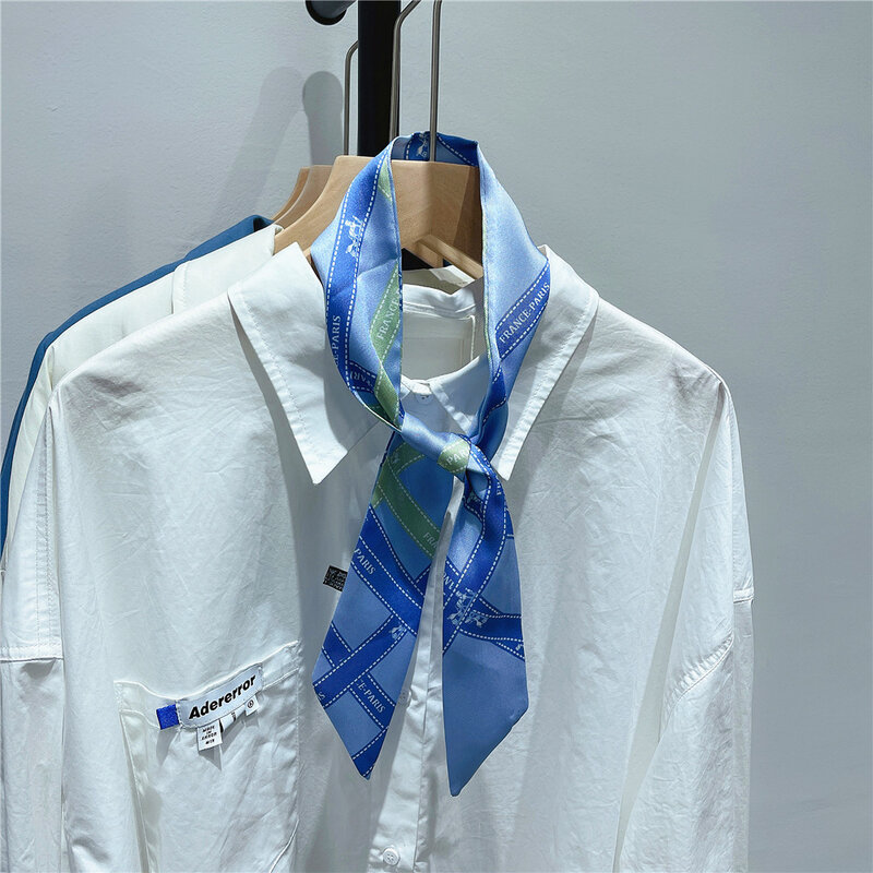 여성용 캐리지 줄무늬 프린트 작은 스카프, 실크 스카프 머리띠, 90cm 긴 스카프, 가방 액세서리 리본, 핫 세일