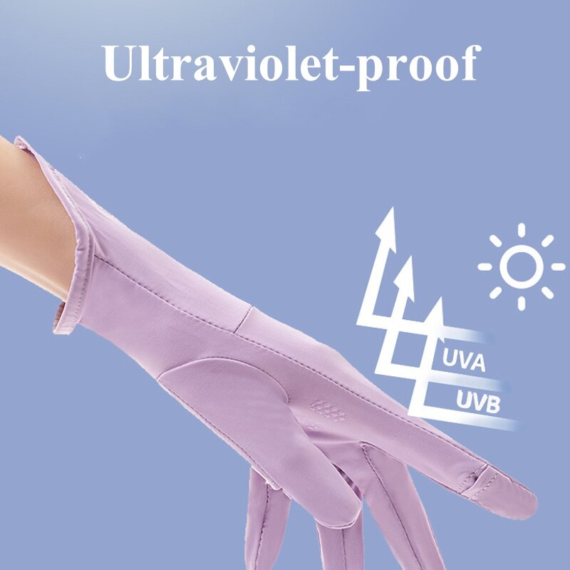 UPF50 + guanti di protezione solare da donna lunghi resistenti ai raggi UV traspiranti antiscivolo per la guida in bicicletta attrezzatura da esterno professionale in seta di ghiaccio