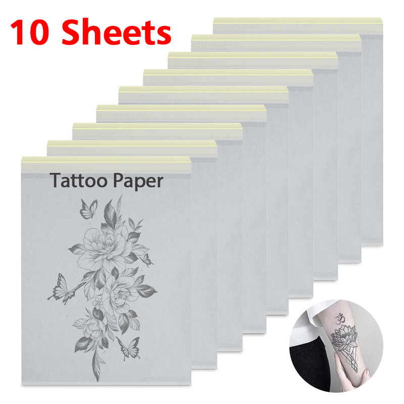 Papel de transferencia de tatuajes, plantilla térmica de carbono para máquina de transferencia de tatuajes, accesorios, suministros de tatuaje, papel de copia A4, 10 hojas