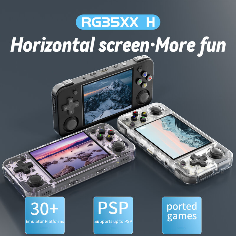 ANBERNIC RG35XX H Handheld Game Console 3.5''IPS Screen HDMI Output Linux System RG35XXH Retro Video Simulator Console Kids Gift