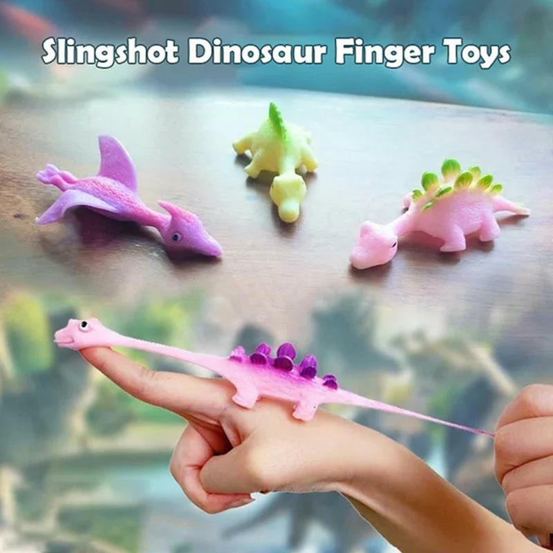 Kartun hewan katapel permainan katapel 20 buah dinosaurus kreatif mainan jari anak lucu kecemasan penghilang stres menembak mainan
