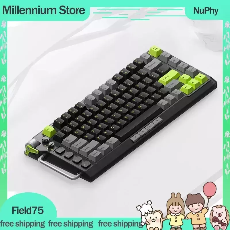 Nuthy Field75 Keyboard Mekanikal Gamer, 3Mode 2.4G USB Bluetooth 83 tombol Keyboard nirkabel Keyboard Gaming hot-swap tombol PBT