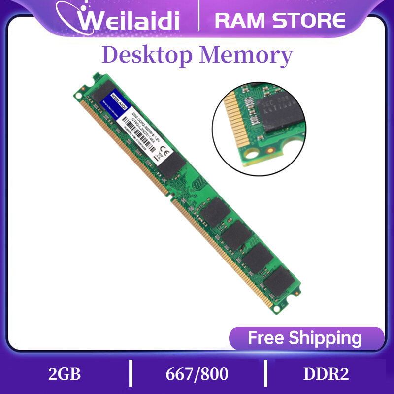 PC 메모리 RAM 모듈 컴퓨터 데스크탑 PC2 1.8V, AMD 및 인텔 CL5 CL6 호환, DDR2 2GB 4GB 667MHZ 800Mhz PC2-5300 PC-6400