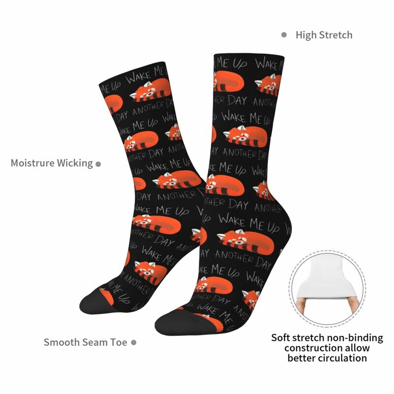 Wake Me Up Another Day Red Panda Socks Harajuku Sweat Absorbing Stockings All Season Long Socks Accessories for Unisex