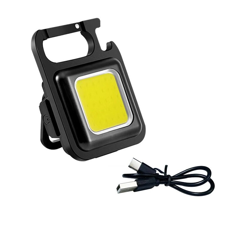 200Pcs Mini COB Flashlight Keychain Night Light USB Recharge Pocket Led Lamp Aluminum Alloy Emergency Corkscrew Lighting