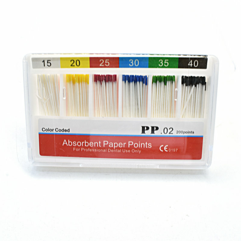 0.02 pontos de papel absorvente 200 unidades/pacote raiz dental cancelar dicas de fibra de algodão dentista produto superior quanlity #15-#40