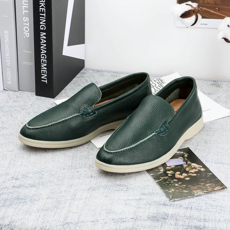 100% Cow Leather Men Loafers Shoes 2023 Spring Autumn Casual Moccasins Rubber Sole Women Flat Loafers Comfortable Men shoes