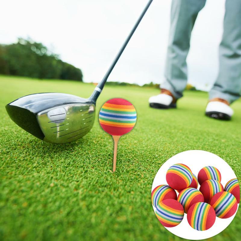 Pelota de Golf para practicar en interiores, herramienta deportiva de 39mm de alta calidad, duradera, EVA, arcoíris, suave, Flexible, peso ligero, menos impacto, 1/10 piezas