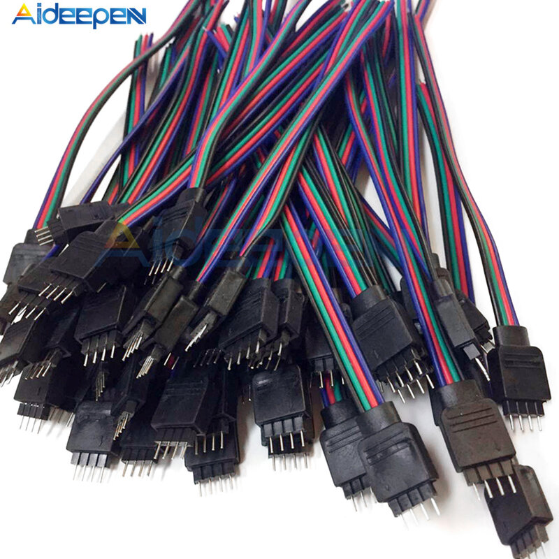 4pin 10Cm LED RGB Garis Cahaya Konektor Laki-laki Perempuan Steker Soket Menghubungkan Kabel Kawat untuk 5050 RGB RGBW Led Strip Cahaya