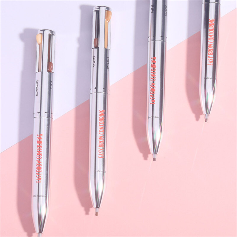 4 kleuren roterende wenkbrauw potlood 4 in 1 wenkbrauw pen make-up voor vrouwen waterdicht langdurig accentueren wenkbrauw wenkbrauw