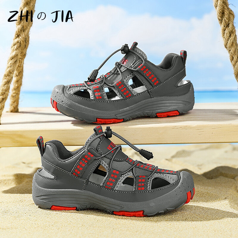 Sandálias infantis antiderrapantes de praia ao ar livre, sapatos de montanhismo resistentes ao desgaste, sandálias respiráveis casuais, moda verão, nova