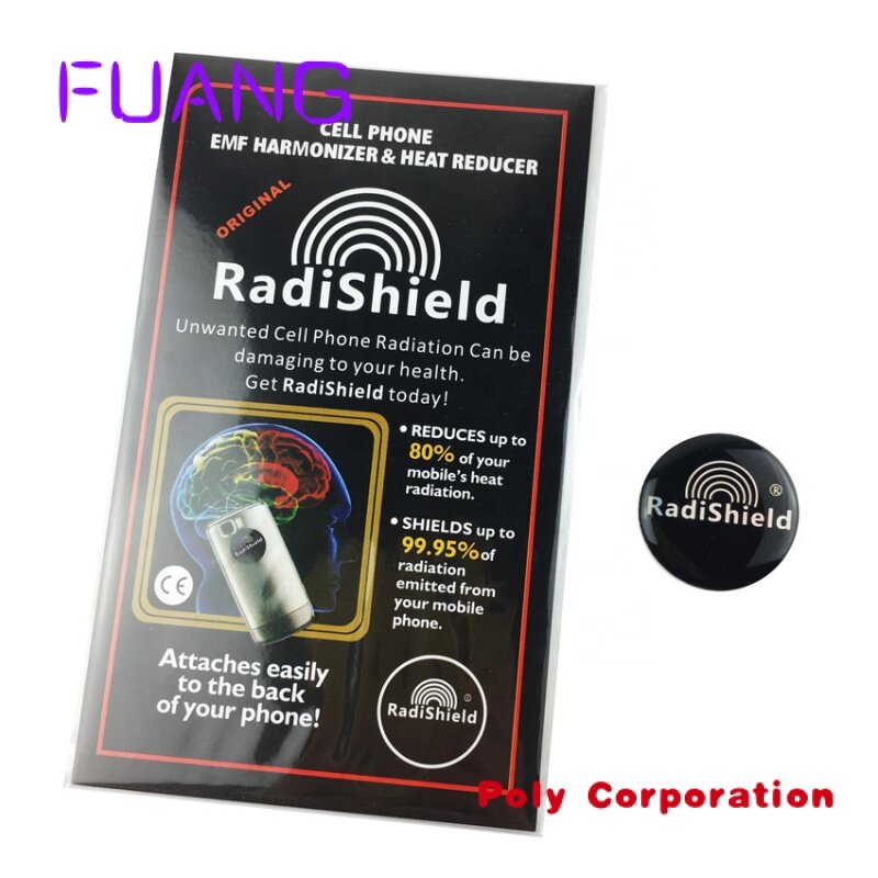 Radishield Sticker EMF Radiation Protection Sticker, adesivo seguro para o telefone móvel, com cartão manual e Oppbag