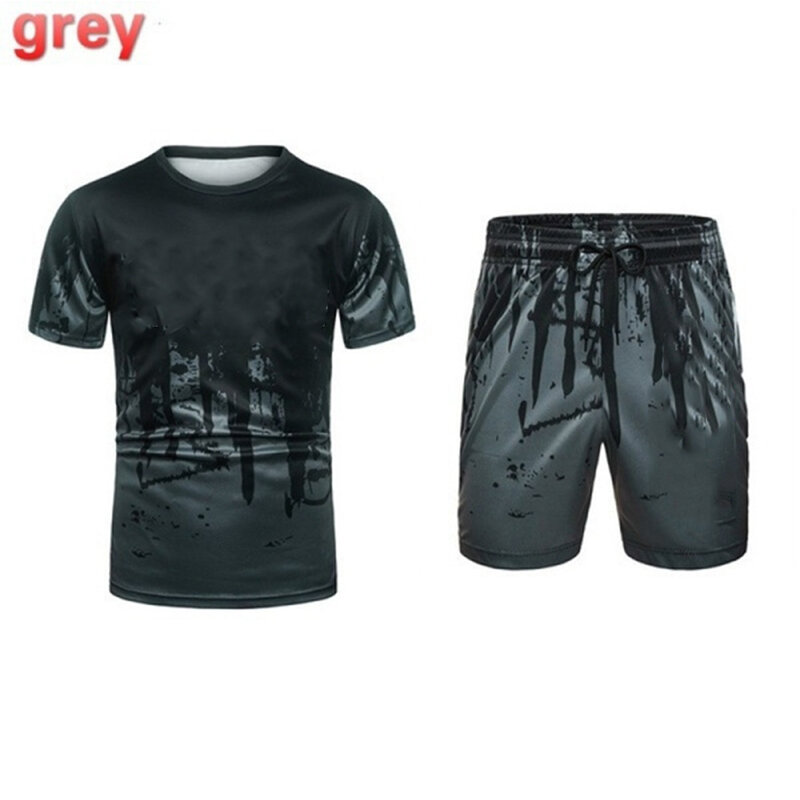 Baggy Summer Men Fitness t-shirt sciolto Casual Fashion tute da basket manica corta con coulisse tuta oversize 2 pezzi Set