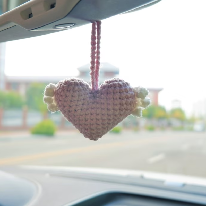 Kreativer herzförmiger Auto anhänger Handgemachtes Baumwoll seil gewebtes Liebes hängendes Ornament, Auto dekoration, Nordischer Stil Auto-Zubehör