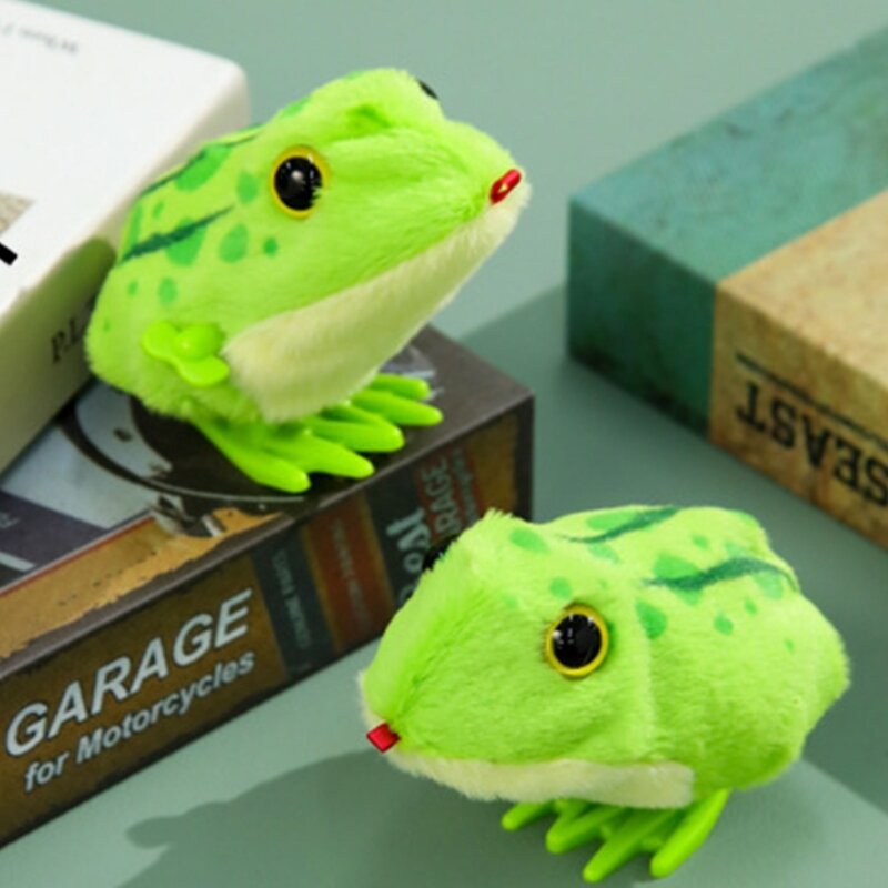 Śliczna pluszowa nakręcana zabawka skacząca żaba zabawka interaktywna zabawka poprawiająca zdolności motoryczne dziecka